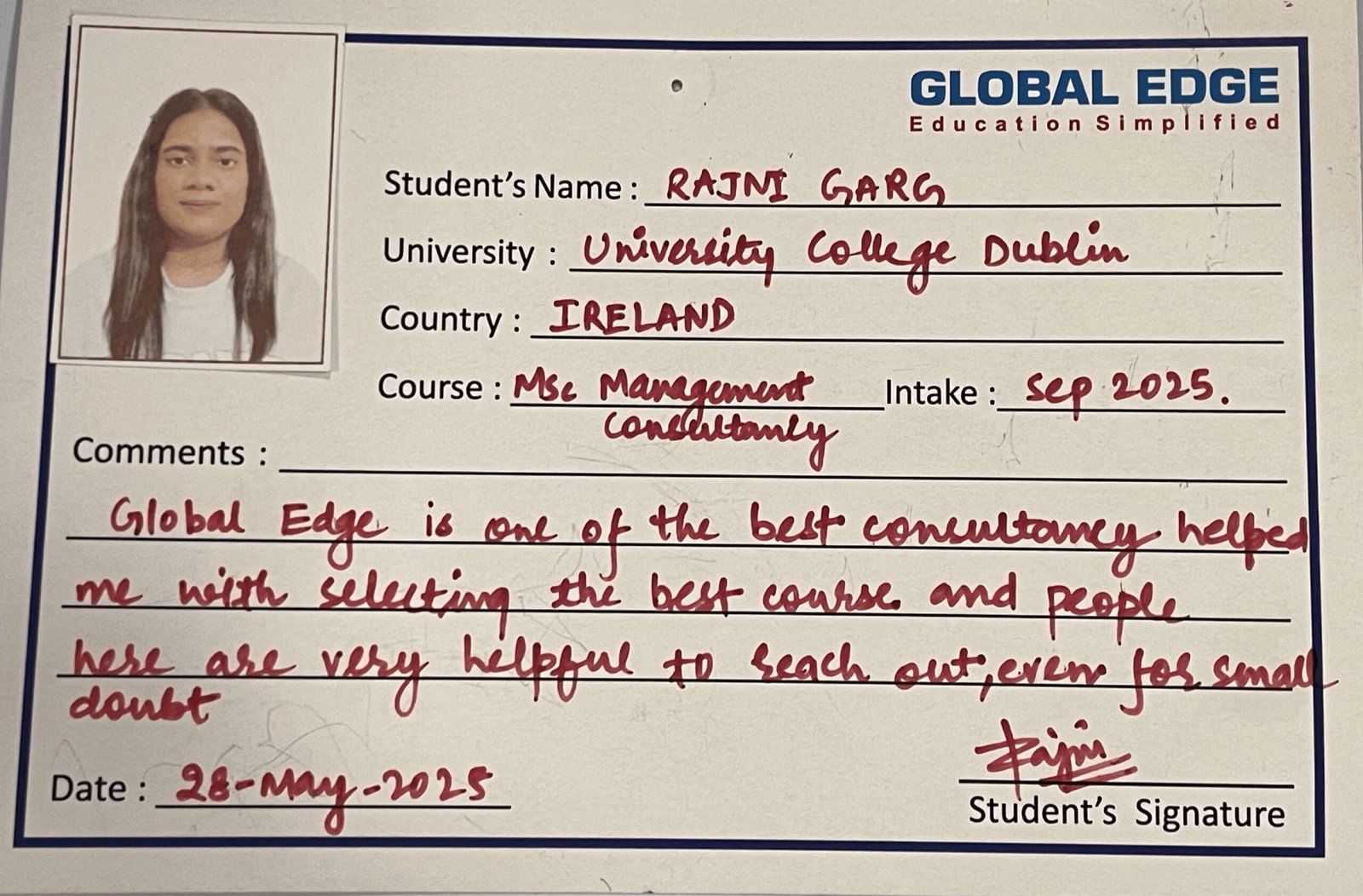Rajni Garg, Sep' 2025